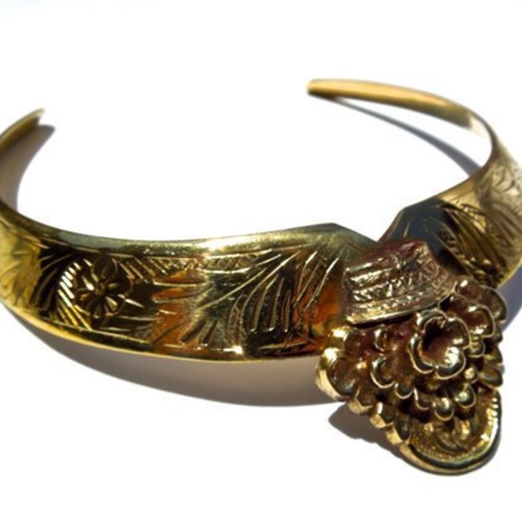 70s etched brass collar choker